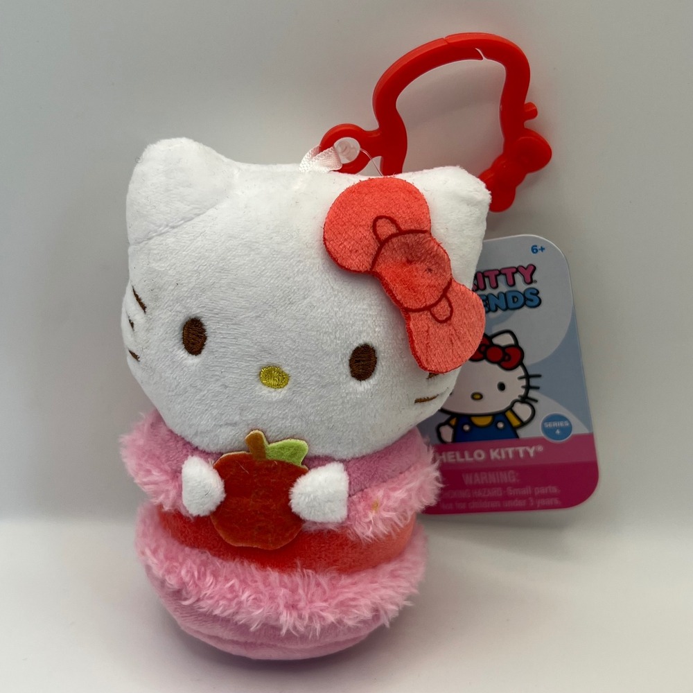 Sanrio Hello Kitty and Friends Series 4  Clip On Plush 4" Hello Kitty with Apple
